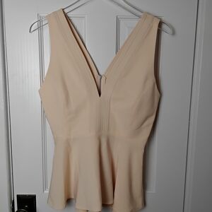 Chelsea28 V-Neck Cream Peplum Blouse